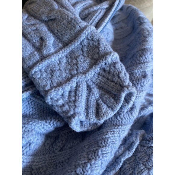 Aran Crafts Women’s Blue Sweater Merino Wool Ireland Cable Zip Hooded Sz Small - Picture 8 of 8
